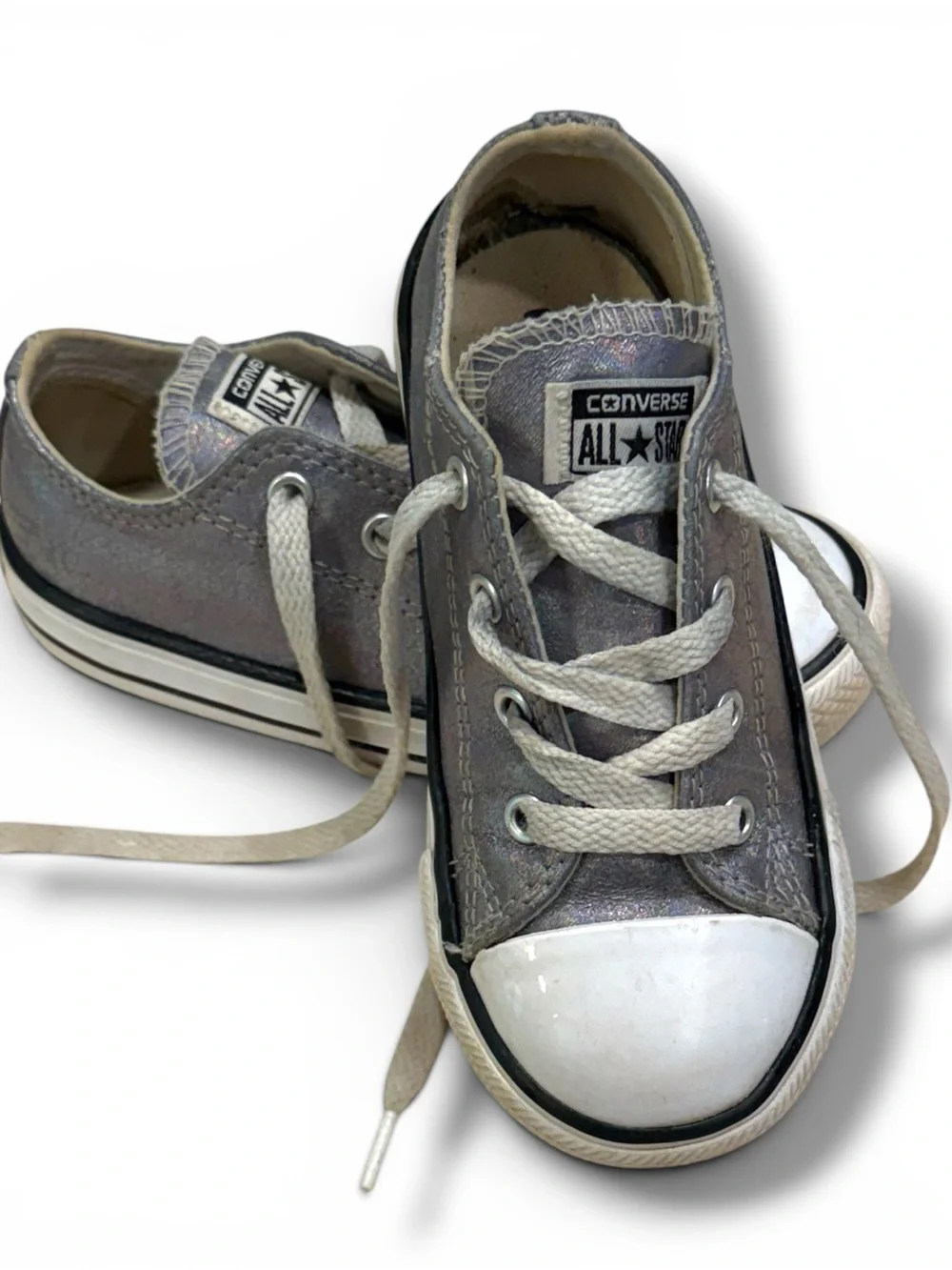 Converse All-Star Kids Low Top Sneakers in Silver / Hologram